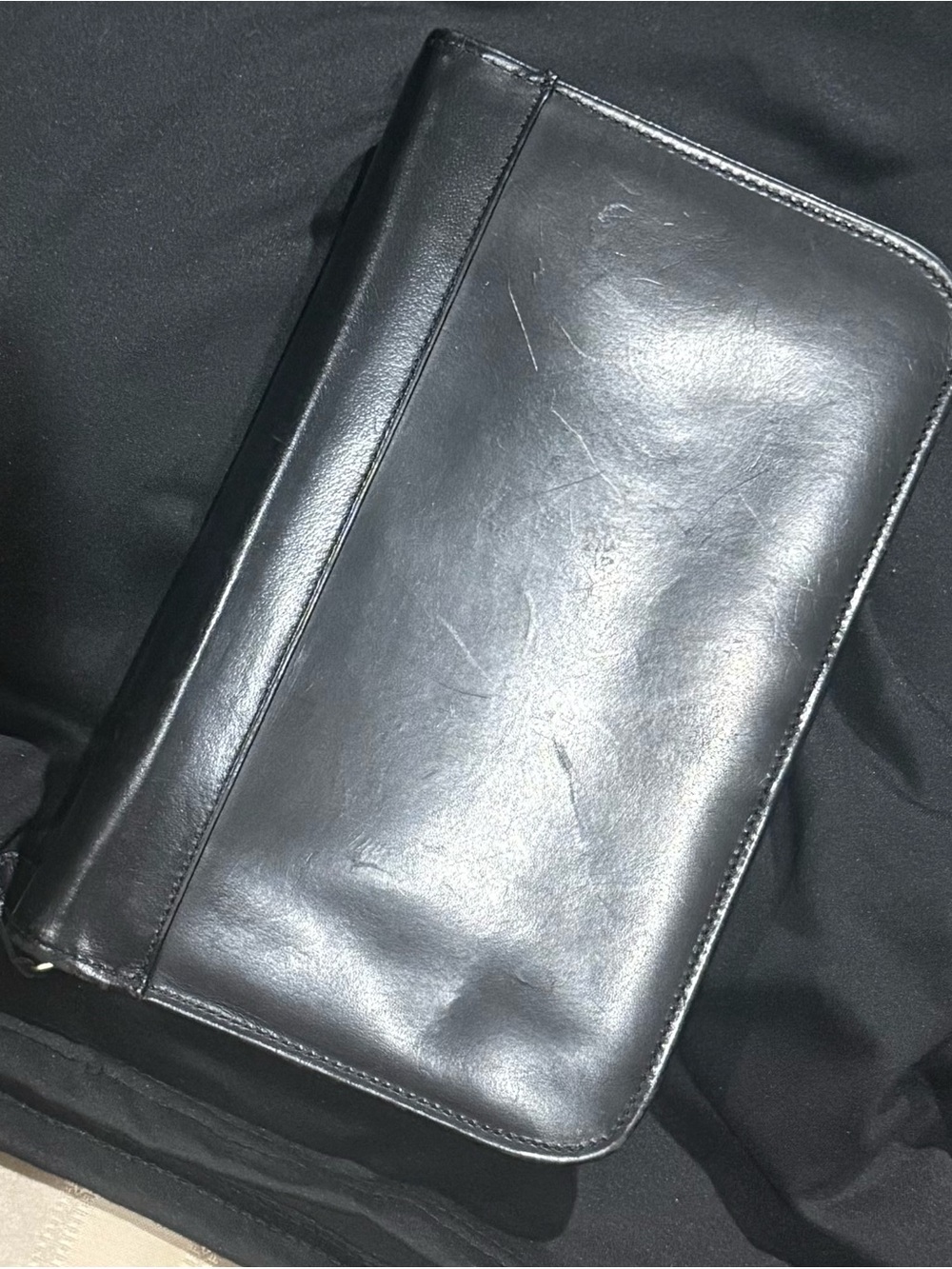 Coach Black Leather Zip Wallet Organizer or Planner 9Lx6Wx2D